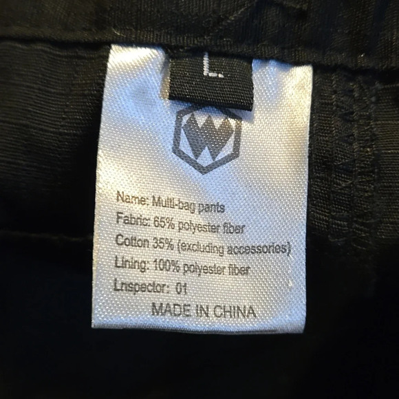 W "Multi-Bag" Unisex Black Ripstop Stretch Waist Tactical Cargo Pants Size L - Picture 10 of 16